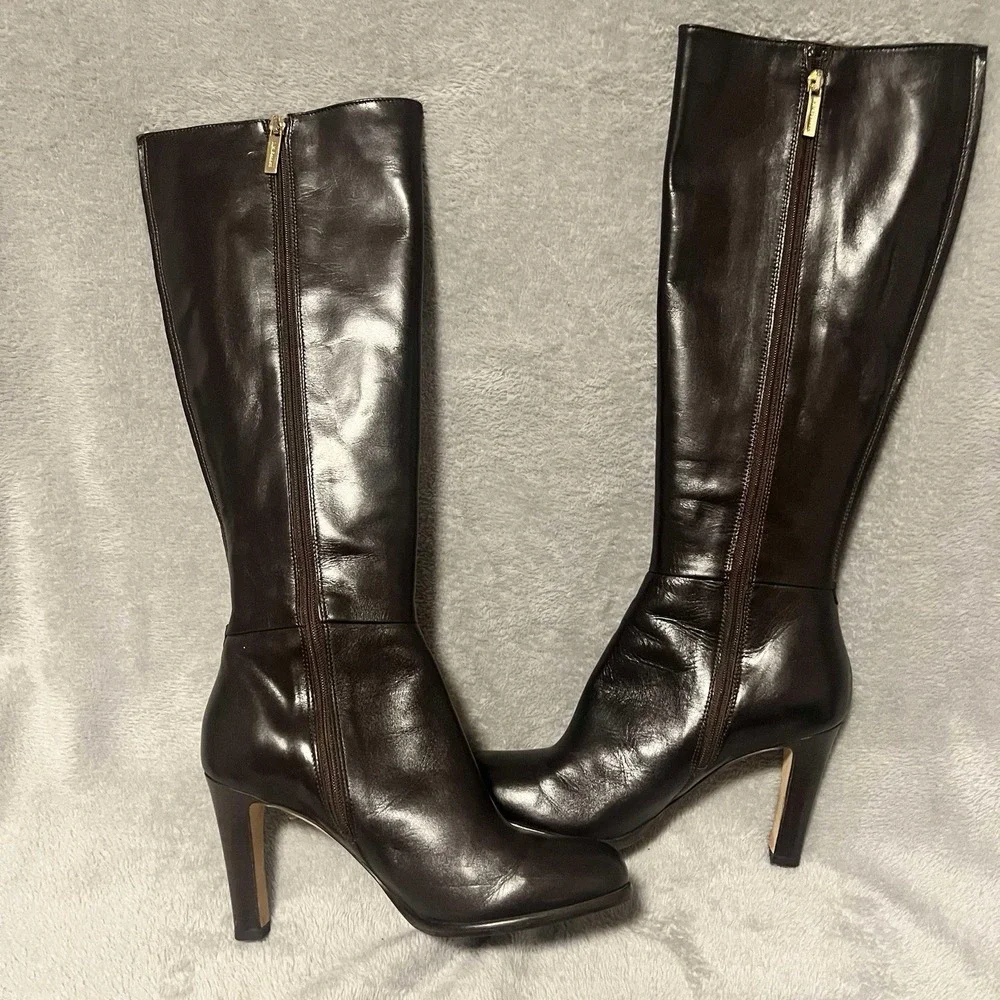 LK Bennett London Brown Knee Boots‎ Uk 38 RRP £450 Genuine Leather Made Italy